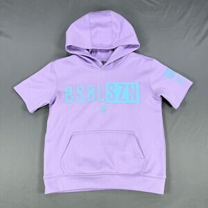 BL101 BSBLSZN Boys Youth Small Purple Short Sleeve Performance Baseball Hoodie